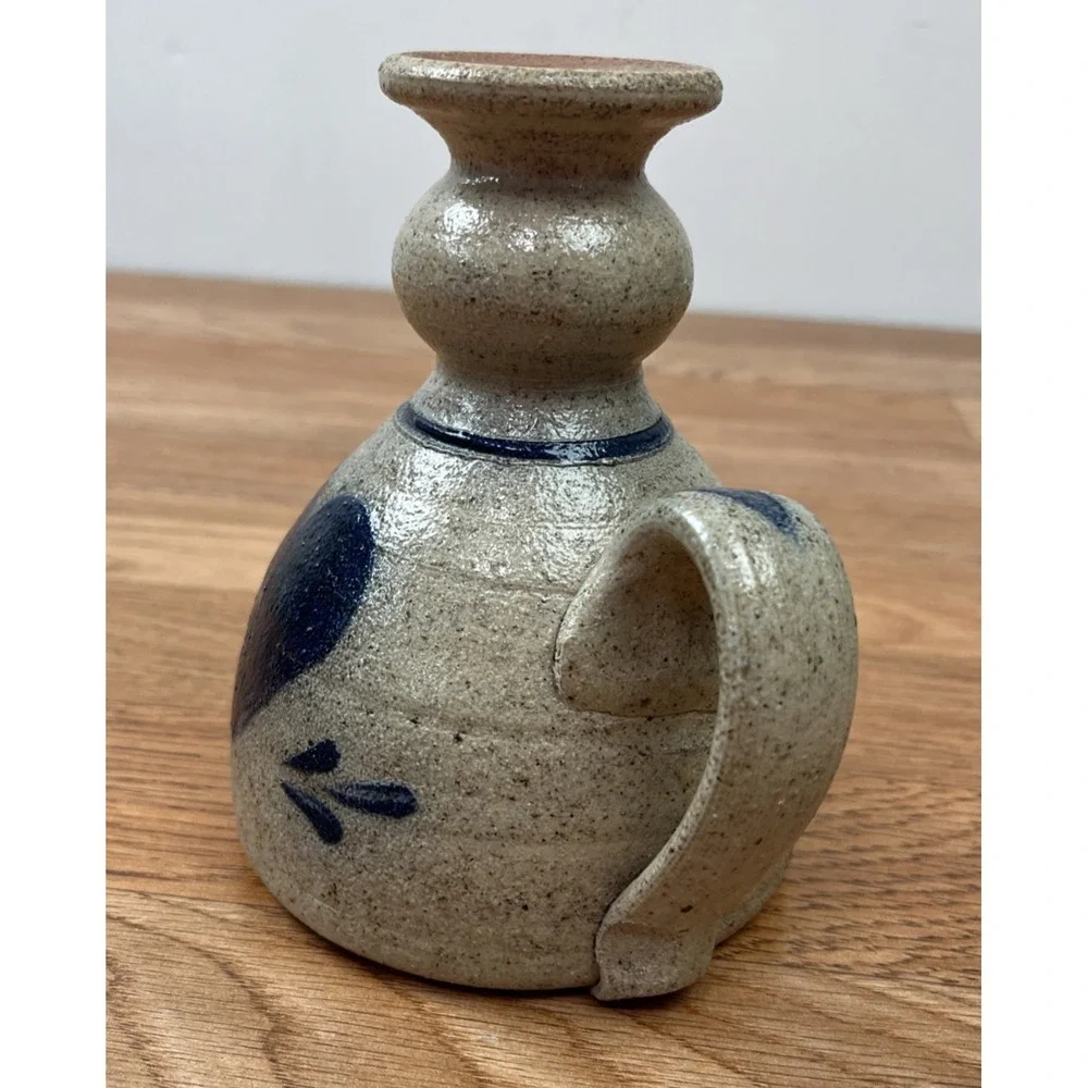 Vintage Rowe Pottery Works Oil Lamp Salt GLazed Heart, No Ball/Wick 1983‎